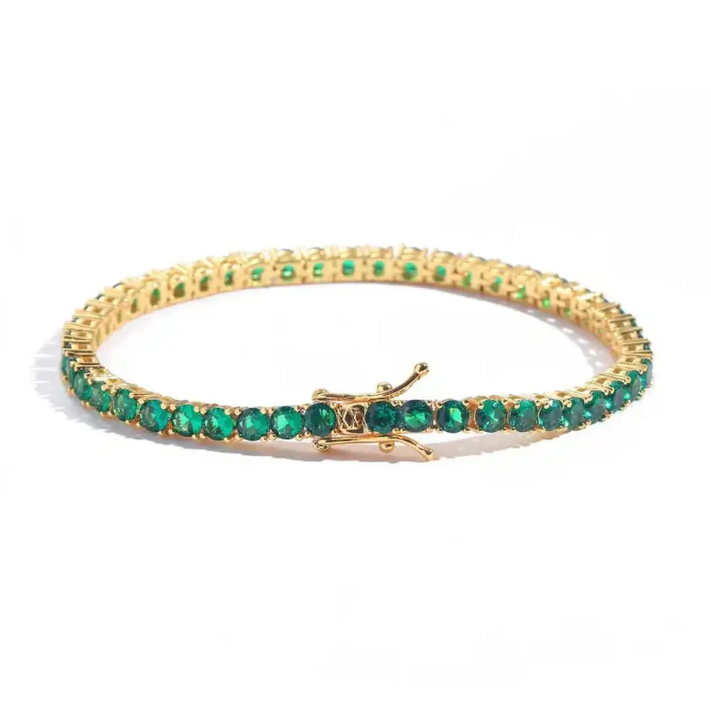 Classic Emerald Gold Tennis Bracelet