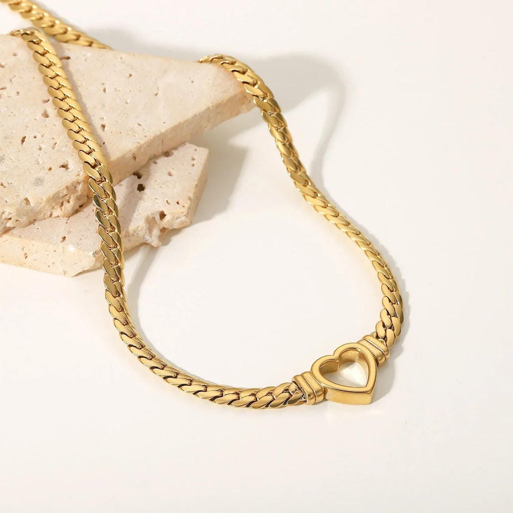 Elegant Hollow Heart Gold Choker