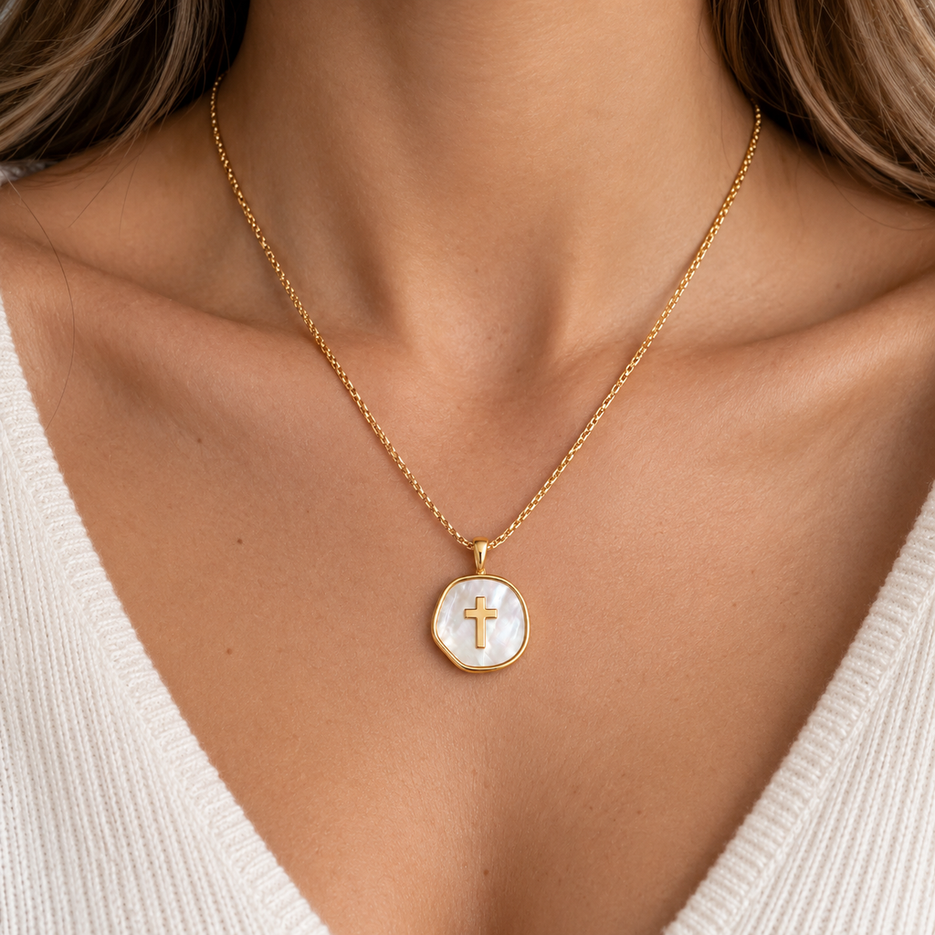 Seraphine Seashell Cross Necklace