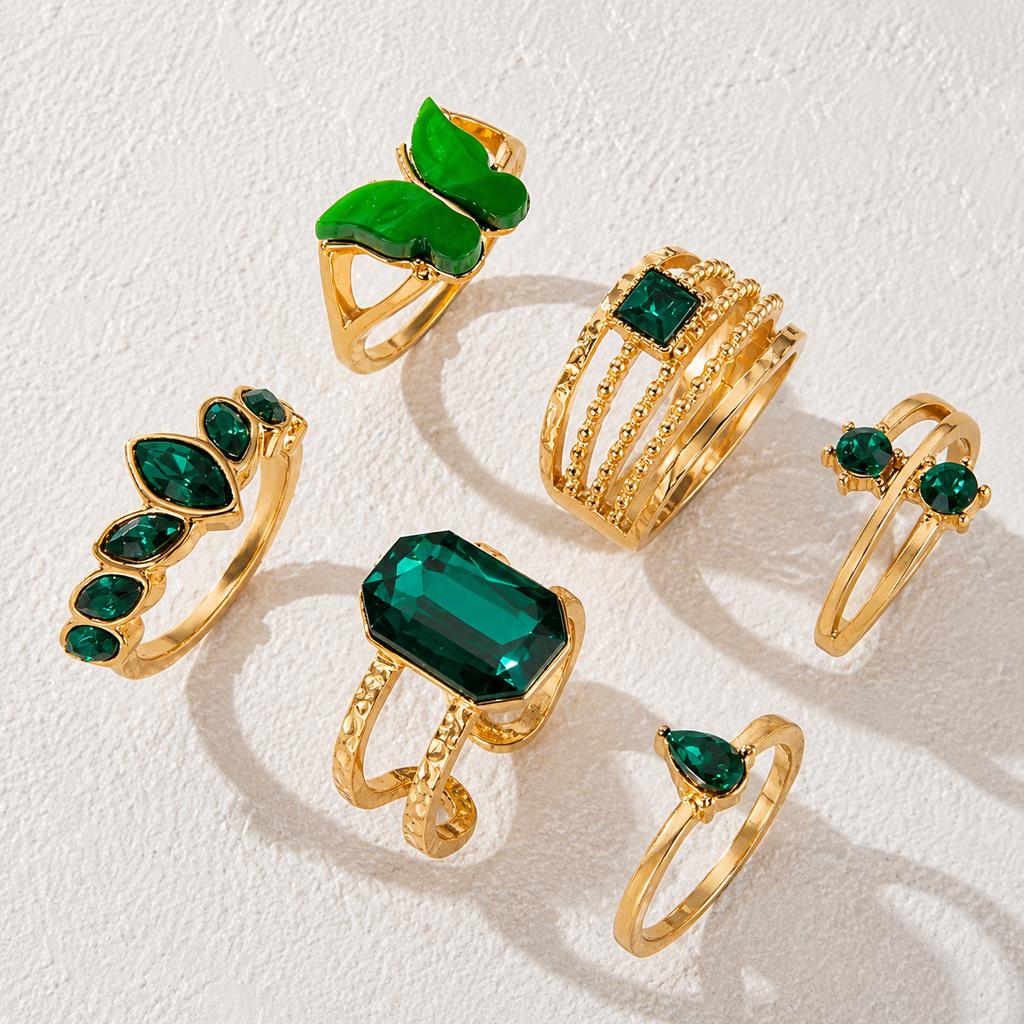 Emerald Stackable Ring Set
