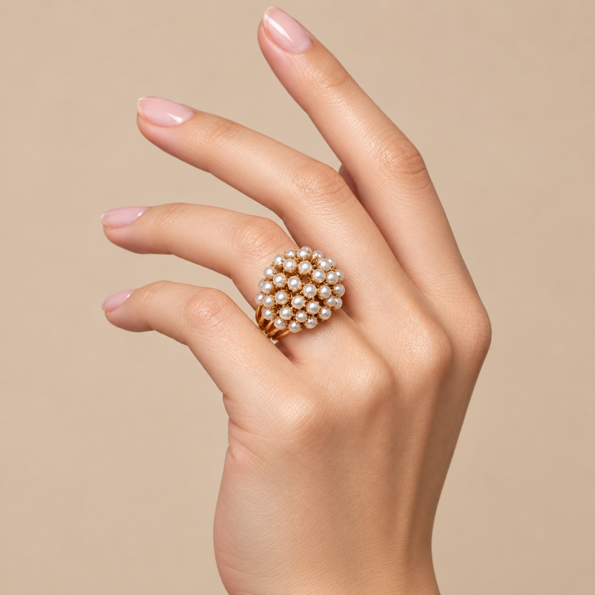 Handmade Inlaid Pearls Ring