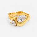 Elegant Crystal Teardrop Gold Ring