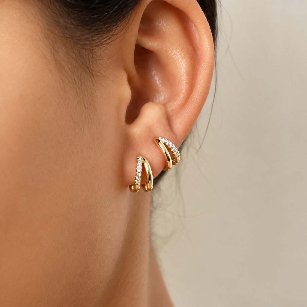 Timeless Gold Zircon Hoop Earrings