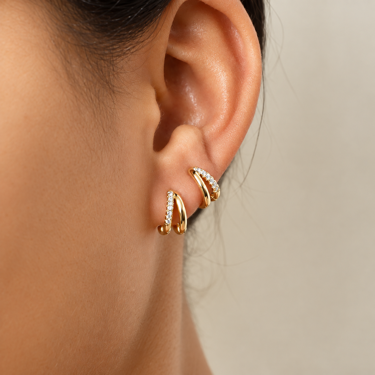 Timeless Gold Zircon Hoop Earrings