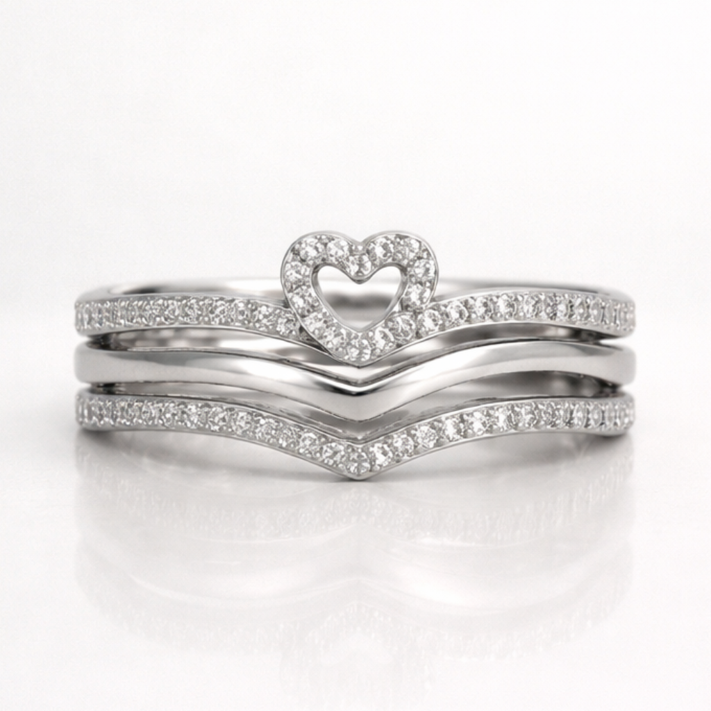 Shining Love Wish Bone Stacking Rings