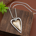 Silver and Matte Gold Heart Pendant Necklace