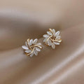 White Opal Floral Earrings
