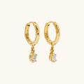 Hammered Crystal Hoop Earrings in Gold