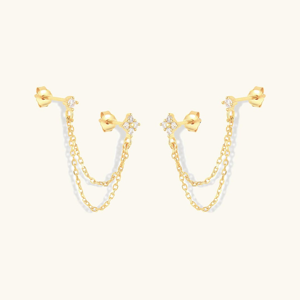 Radiant Crystal Dual Chain Stud
