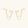 Radiant Crystal Dual Chain Stud