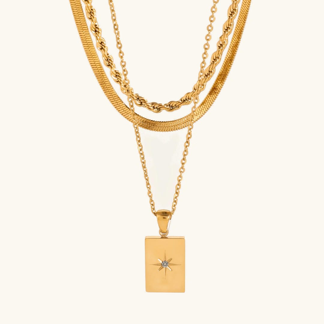 Elegant Triple Gold Chain Necklace