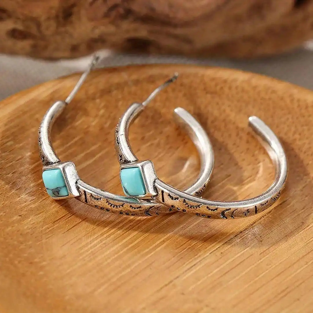 Bohemian Hand Carved Hoop Earrings