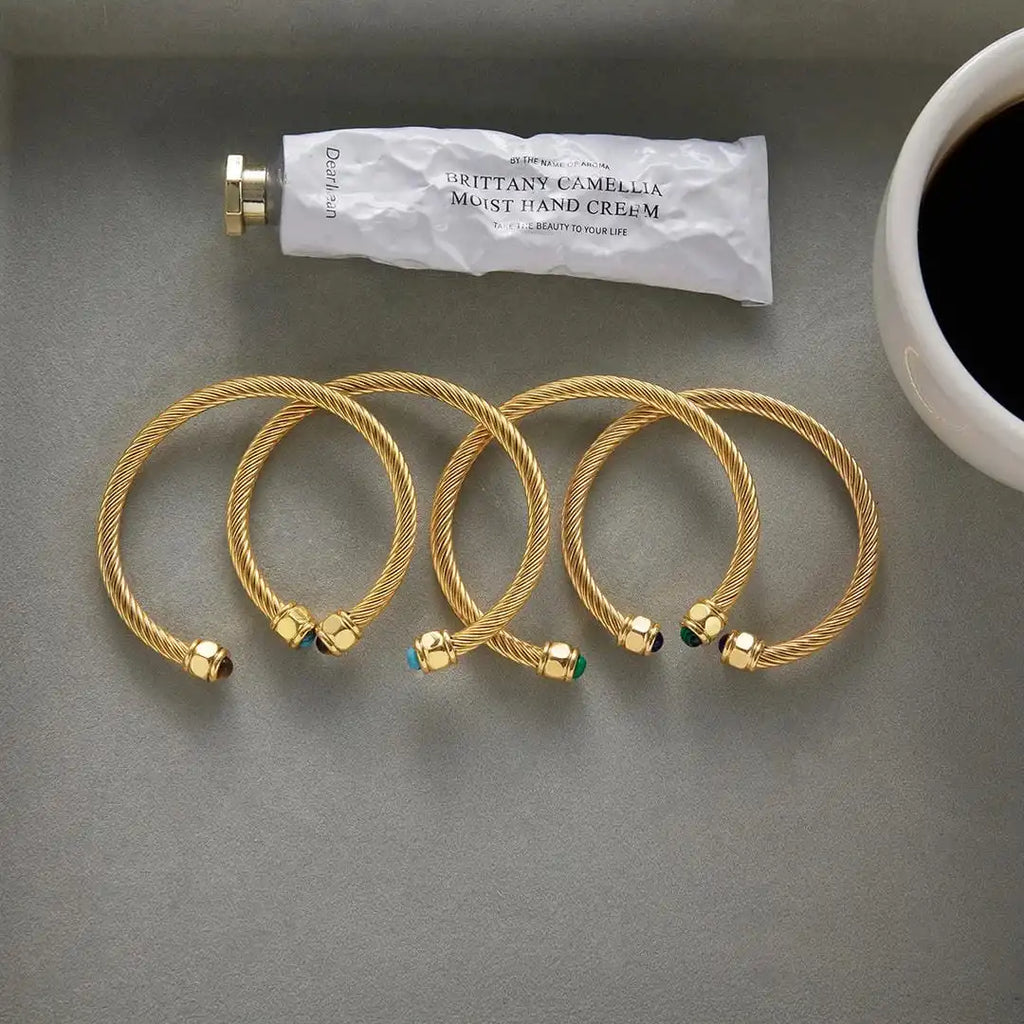 Vintage Gold Adjustable Stone Bracelet