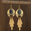 Boho Gold Fringe Disc Earrings
