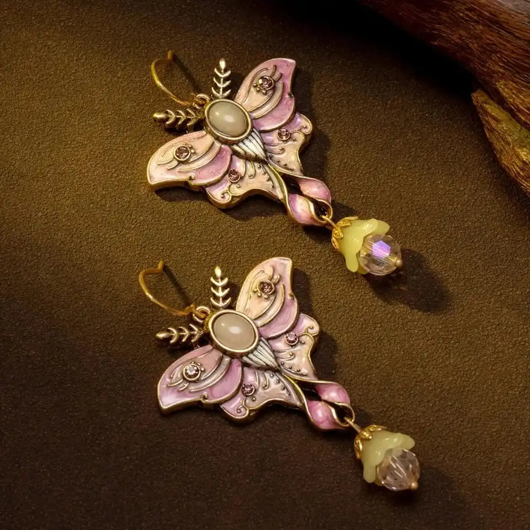 Classic Pink Butterfly Drop Earrings