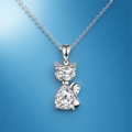 Sterling Silver Zirconia Feline Necklace