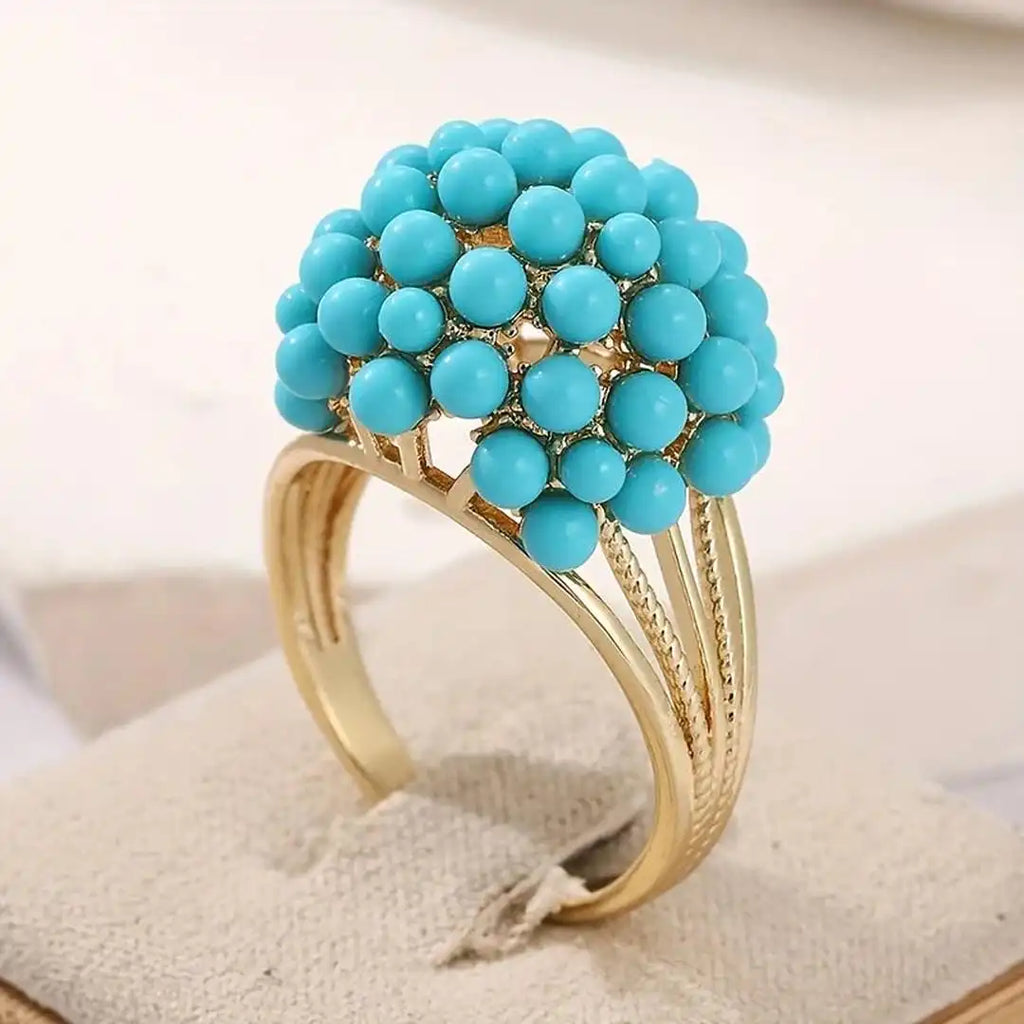 Bohemian Layered Turquoise Stone Beads Ring