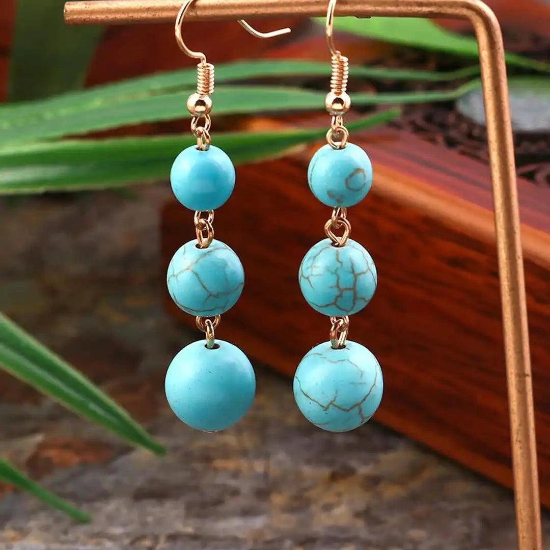 Turquoise Drop Sphere Earrings