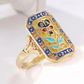 Vintage Enamel Floral Statement Ring