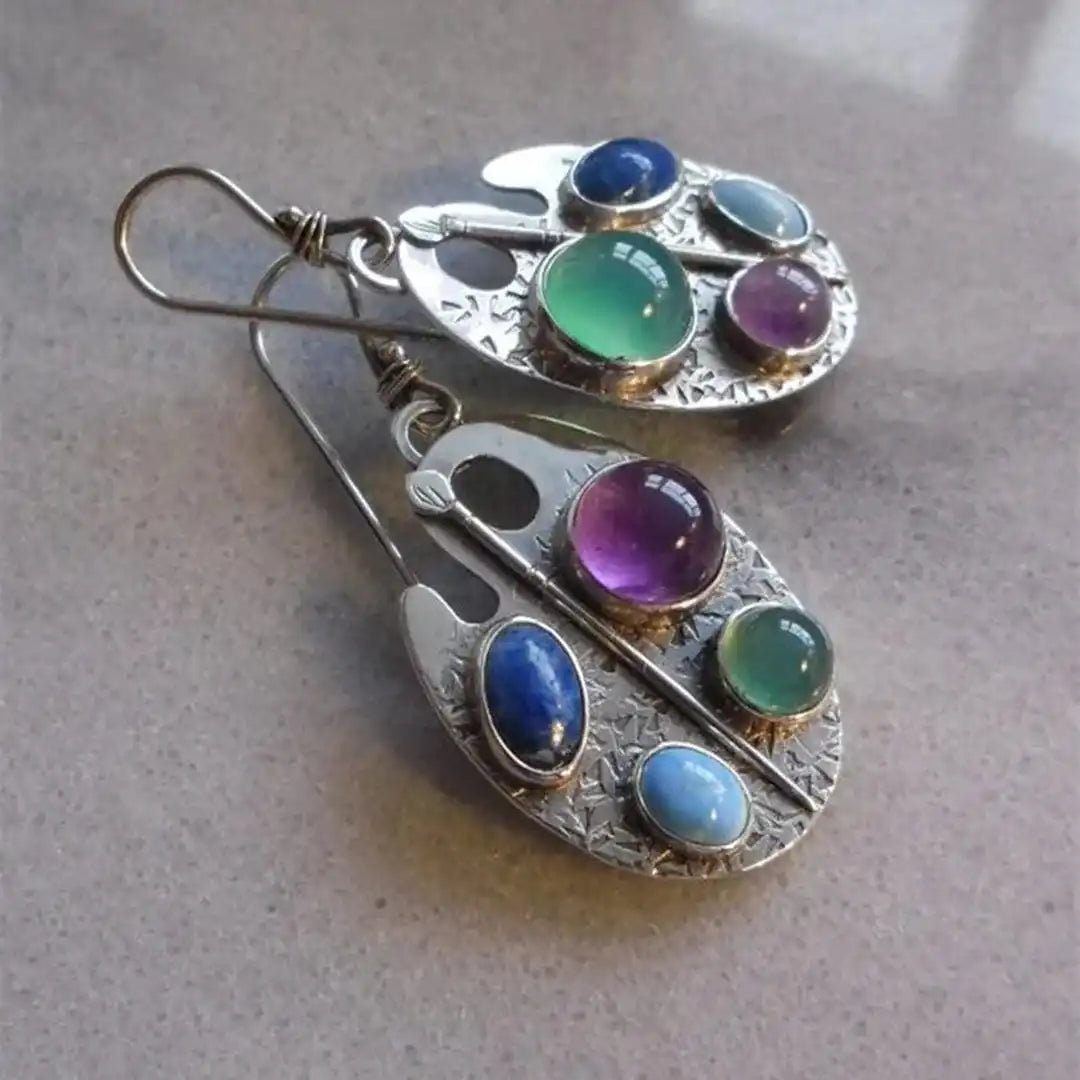 Artist Palette Gemstone Drop Earrings