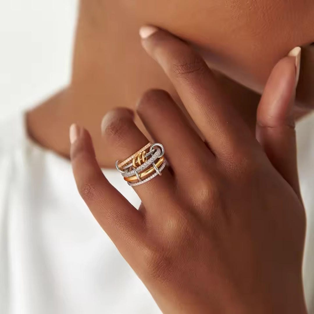 Elegant Stacked Crystals Statement Ring