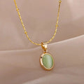 Opal Oval Colorful Gold Necklace