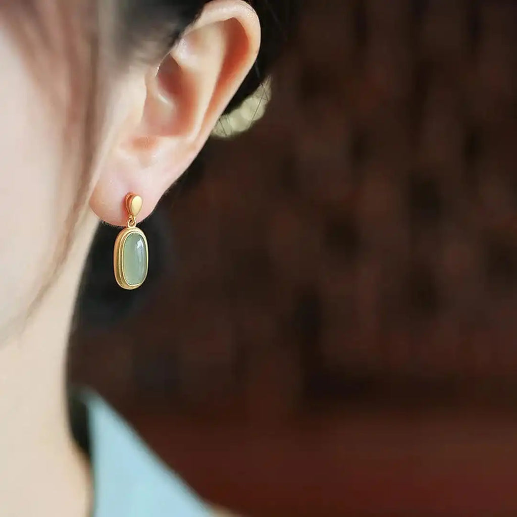 Retro Hetian Jade Earrings