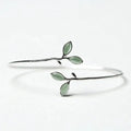 Timeless Silver Opal Leaf Bangle Bracelet
