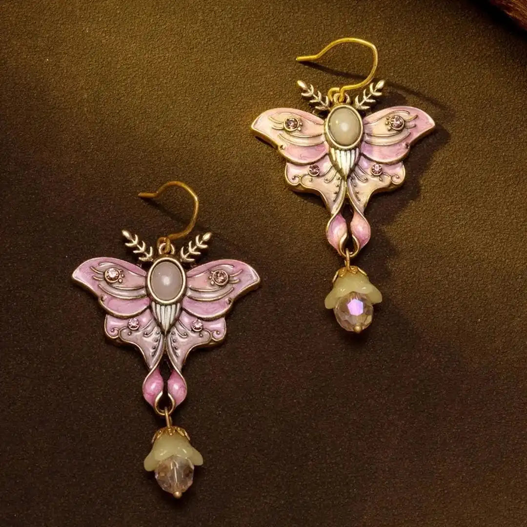 Classic Pink Butterfly Drop Earrings
