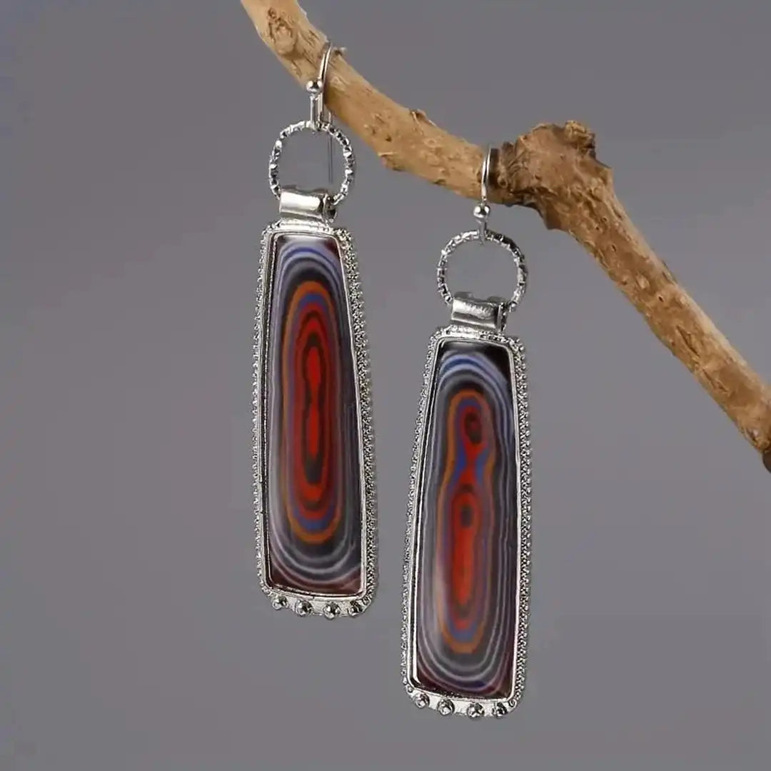 Ember Ripple Rectangle Drop Earrings