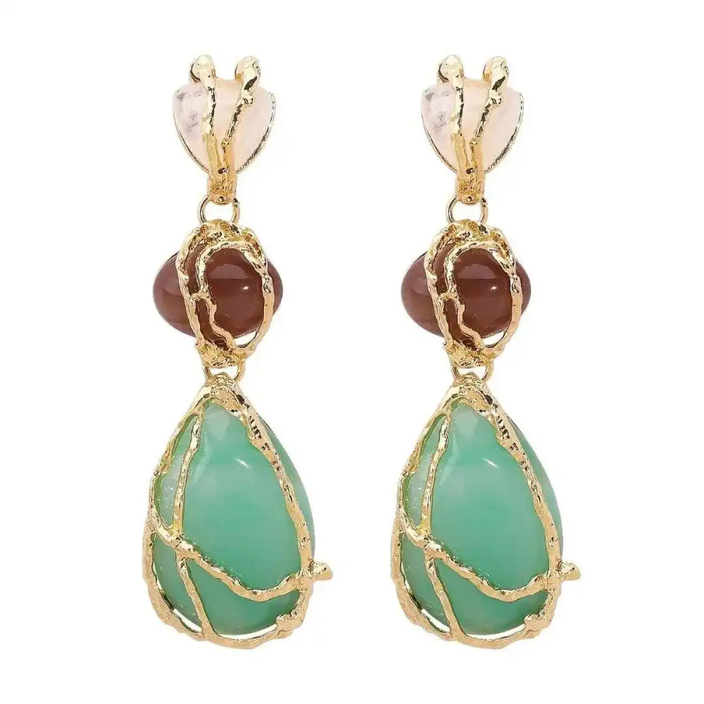 Vintage Gold Teardrop Charm Earrings