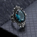 Vintage Silver Oval Blue Zirconia Ring