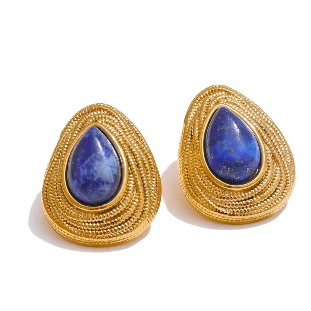 Vintage Gold Teardrop Stud Earrings