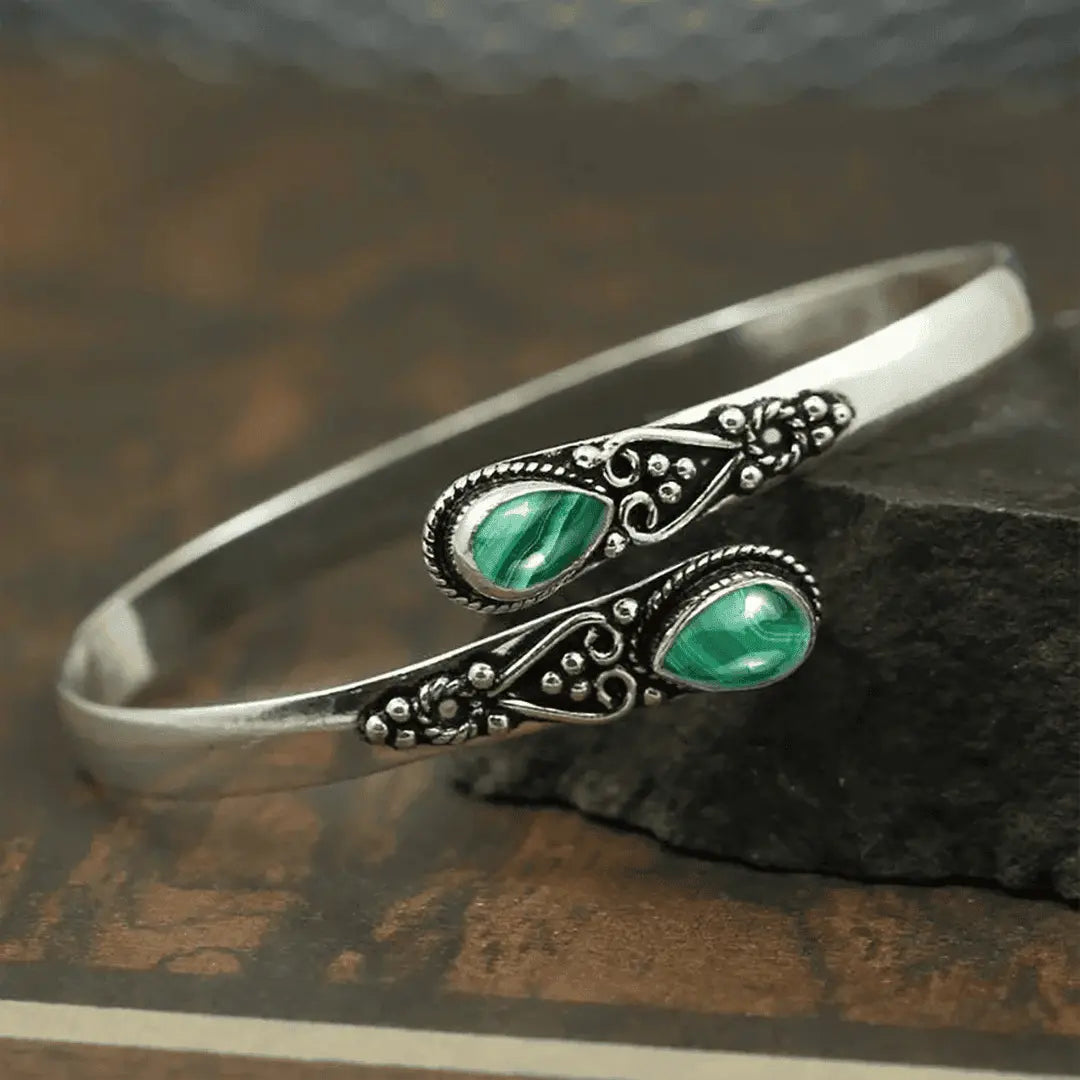 Vintage Bracelet with Colorful Gems & Tribal Design