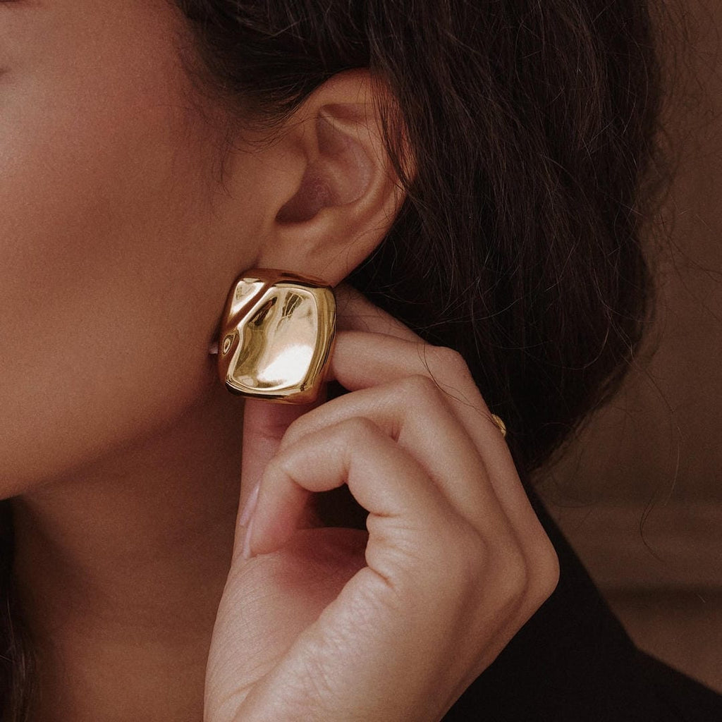 Molten Gold Statement Earring
