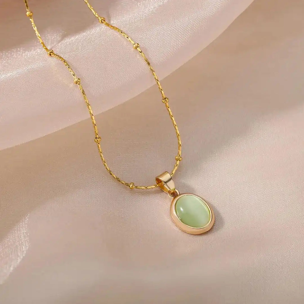 Opal Oval Colorful Gold Necklace