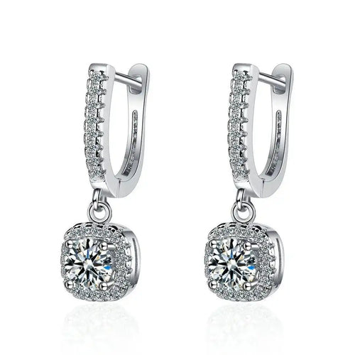 Classic White Gold Stone Earrings