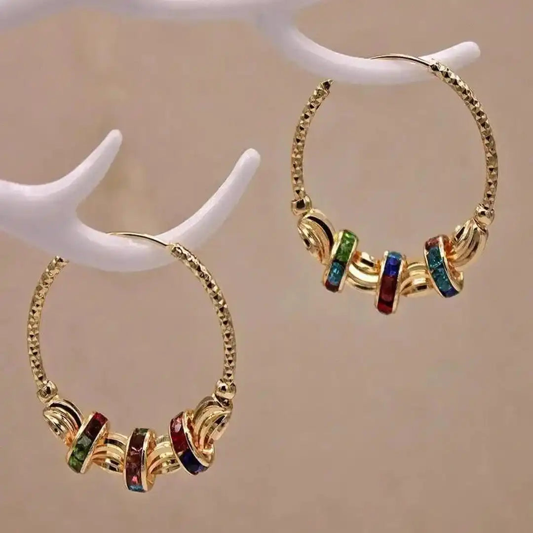 Classic Gold Crystal Hoop Earrings