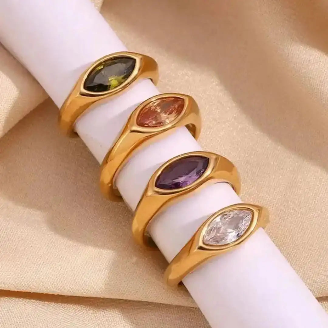 Marquise Gemstone Gold Signet Ring