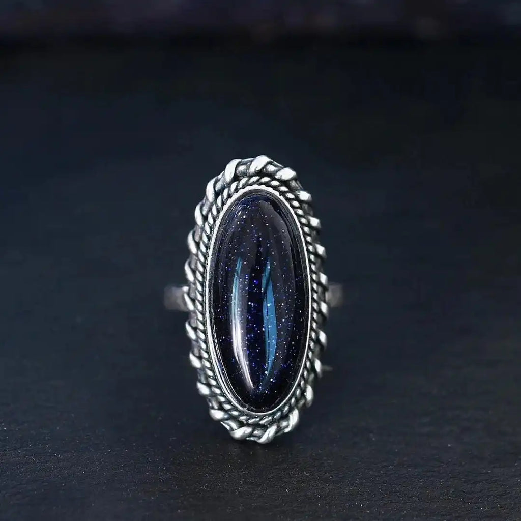 Vintage Silver Blue Sandstone Ring
