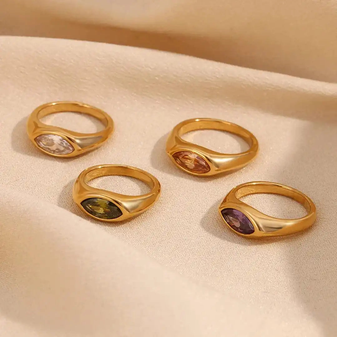 Marquise Gemstone Gold Signet Ring