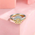 Timeless Silver Zirconia Sun Moon Ring Set