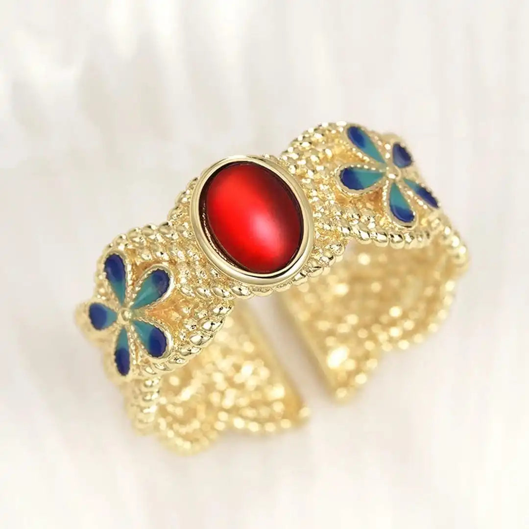 Classic Gold Floral Cuff Ring