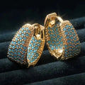 Adorned Turquoise Golden Floral Hoop Earrings