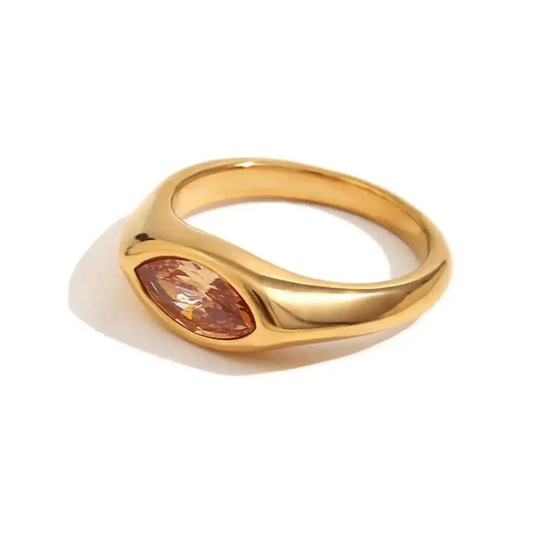 Marquise Gemstone Gold Signet Ring