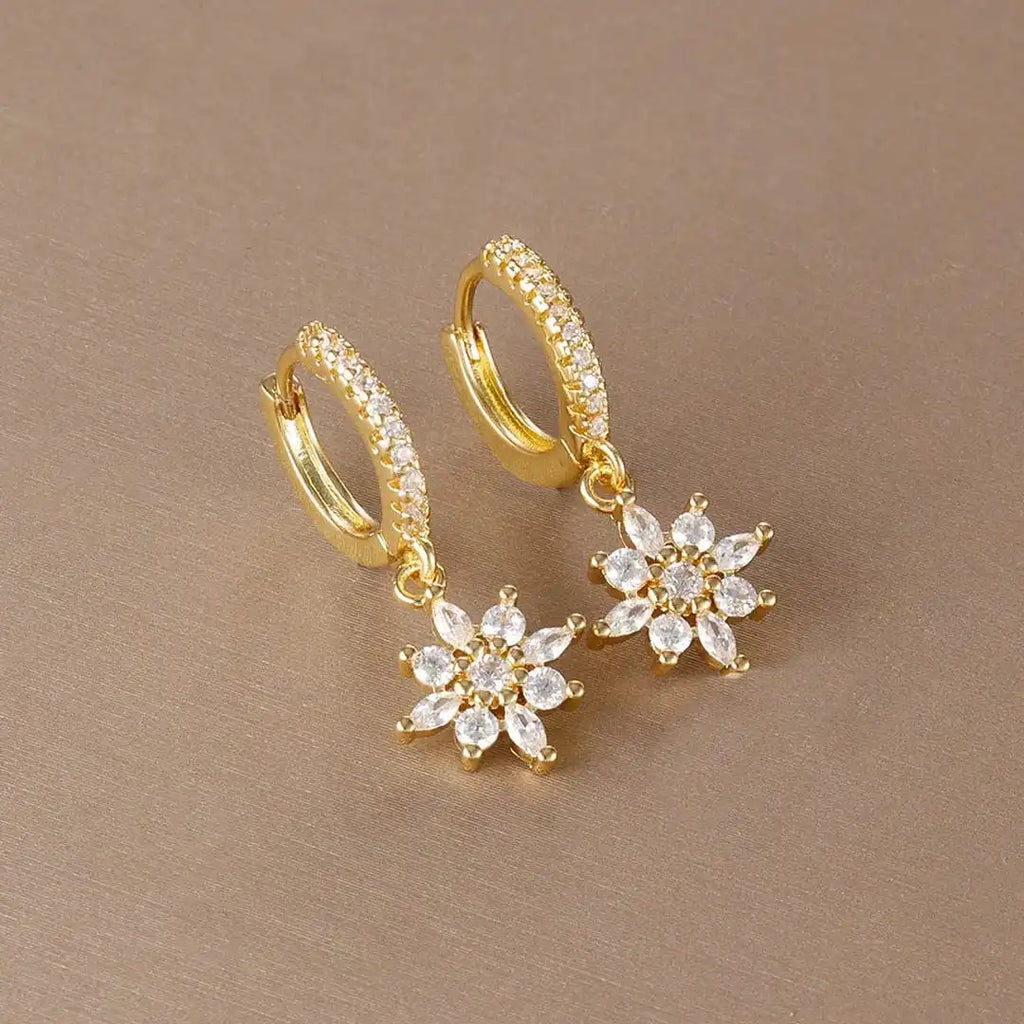 Classic Crystal Snowflake Drop Earrings
