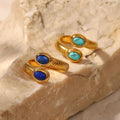 Bohemian Gold Lapis Lazuli Turquoise Adjustable Ring
