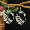 Vintage Bohemian Turquoise Leaf Earrings