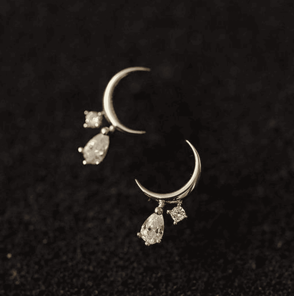 Crescent Moon Droplet Studs