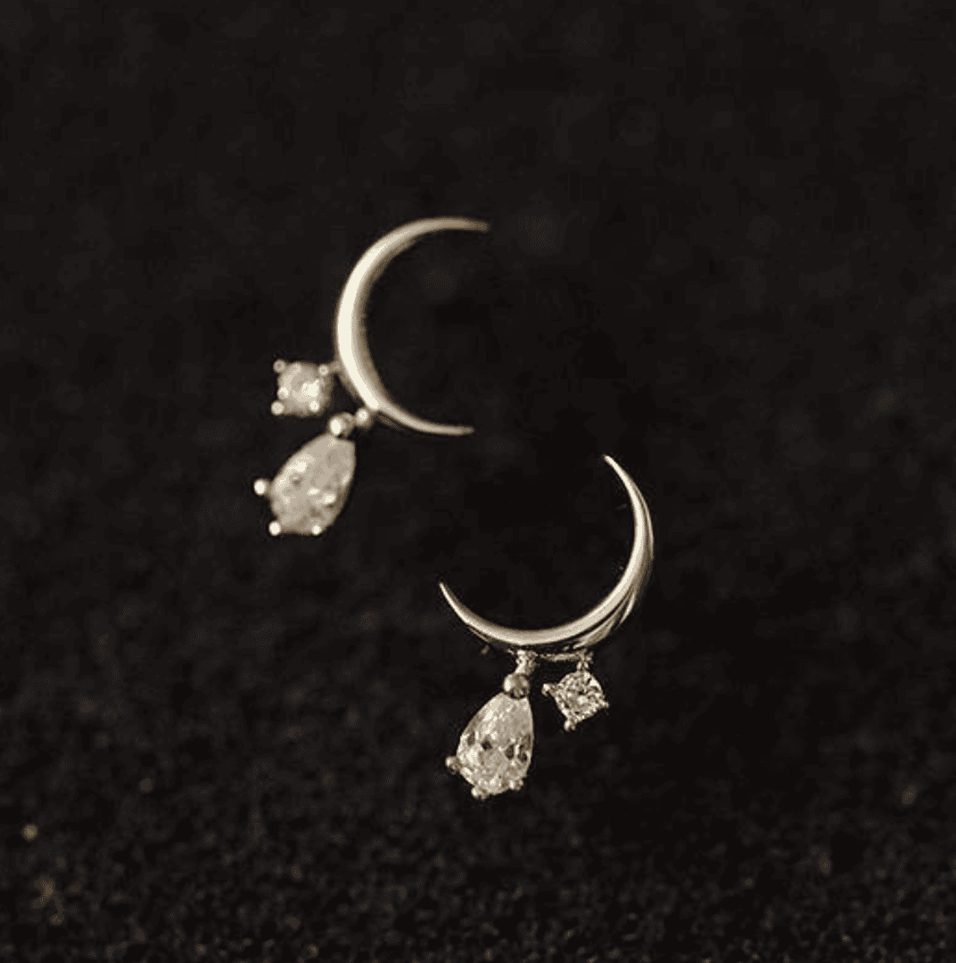 Crescent Moon Droplet Studs